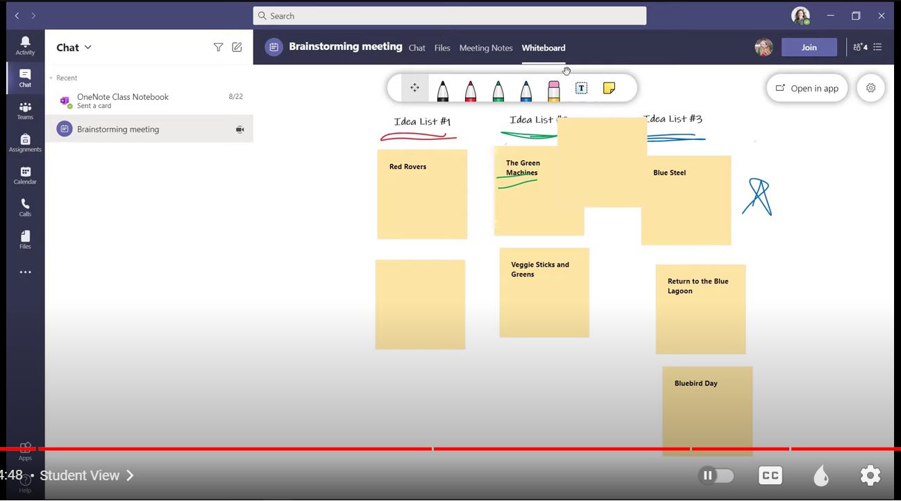 Bước 5: Mở lại Whiteboard trong phòng chat Team