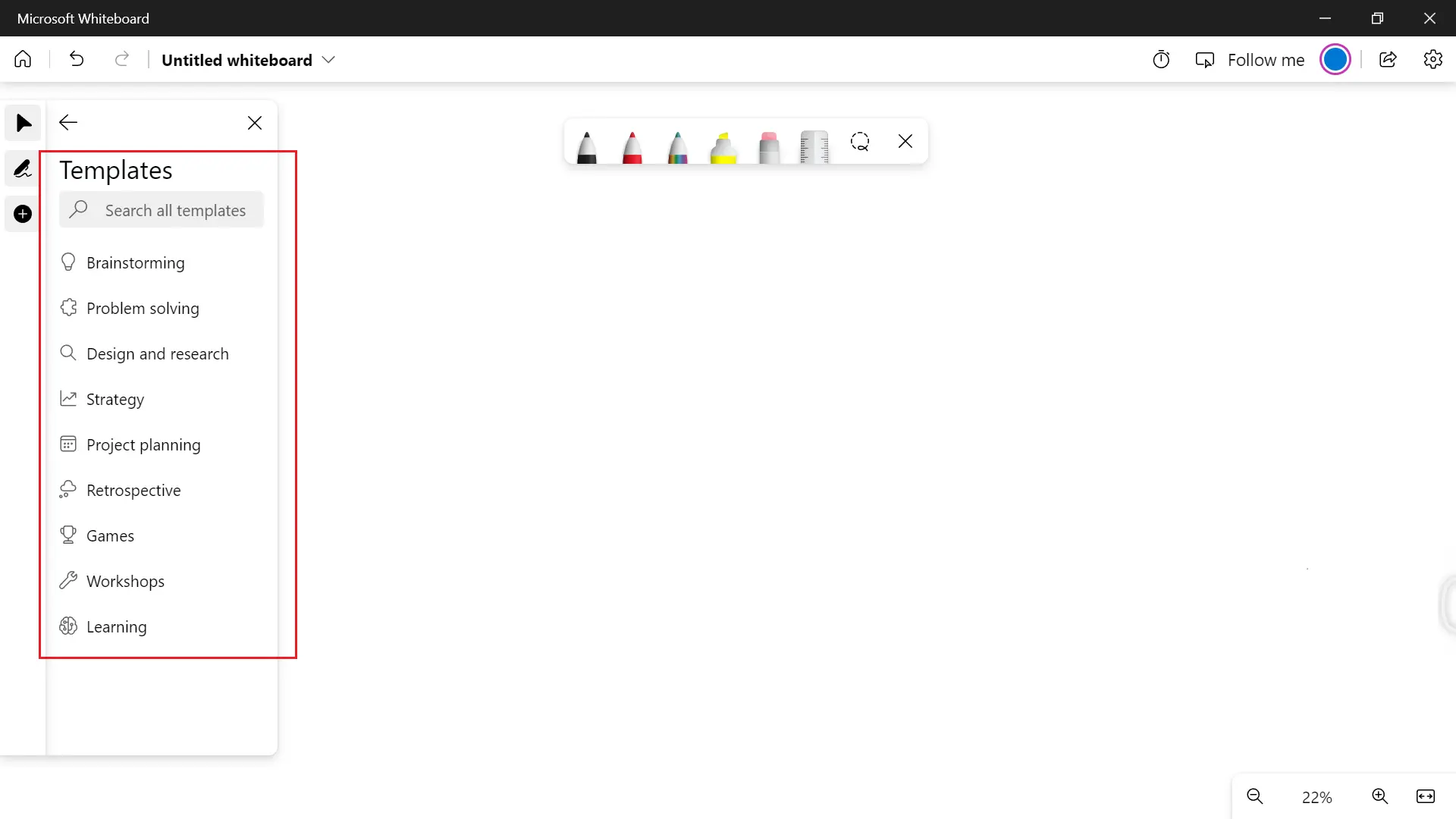 Template mẫu Microsoft whiteboard
